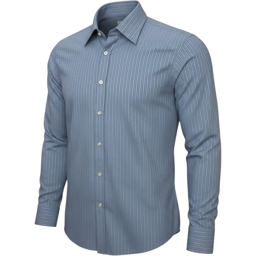 Hennessey Mens Blue Pinstripe Long Sleeve Button Down Dress Shirt 16 34/35